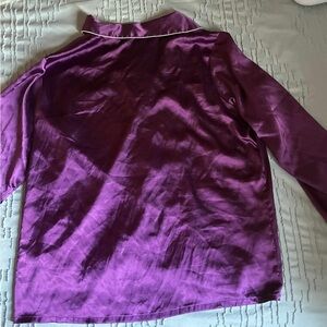 Elegant Purple Satin Blouse XXL